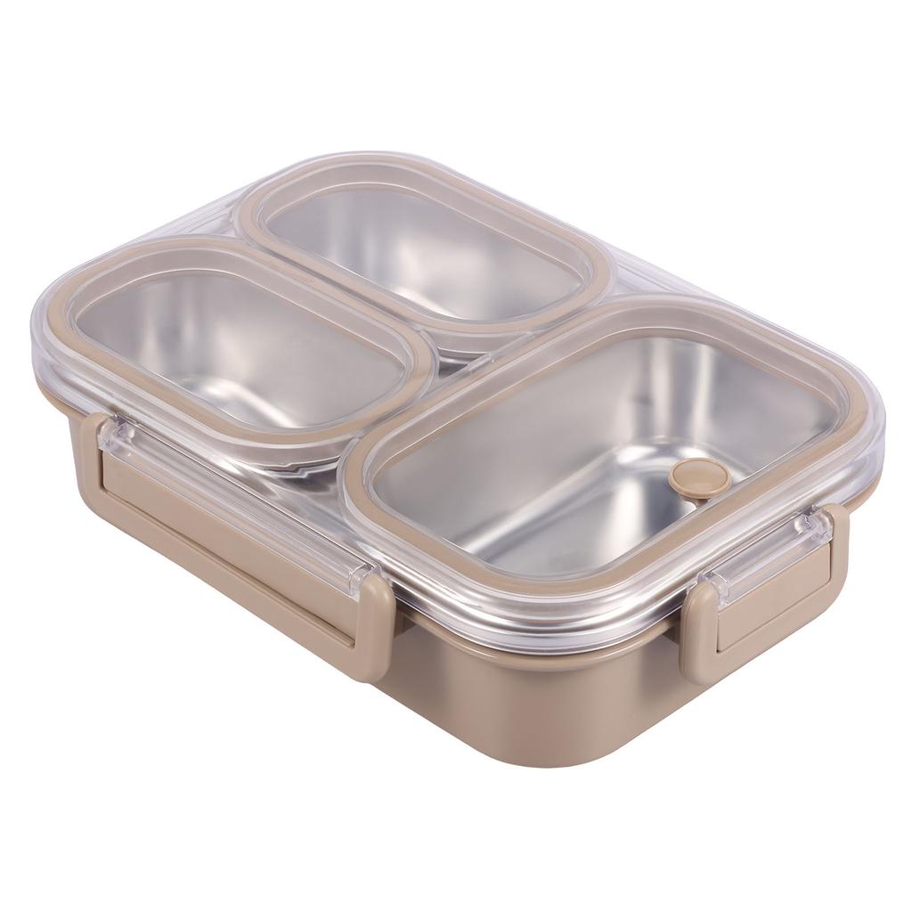 Portable Lunch Box Stainless Steel 3 Compartment Lunch Box Office Worker Students Sealed Bento Microwae Heating Food Container