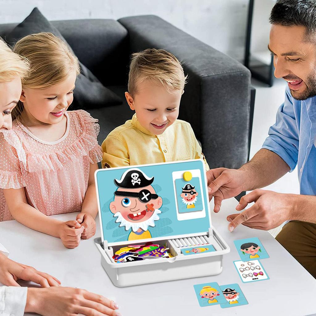 Magnetic 3D Puzzle Children Dress Up Change Facial Expression Game Iron Box Jigsaw Early Education Imagination Toys Girls Gifts