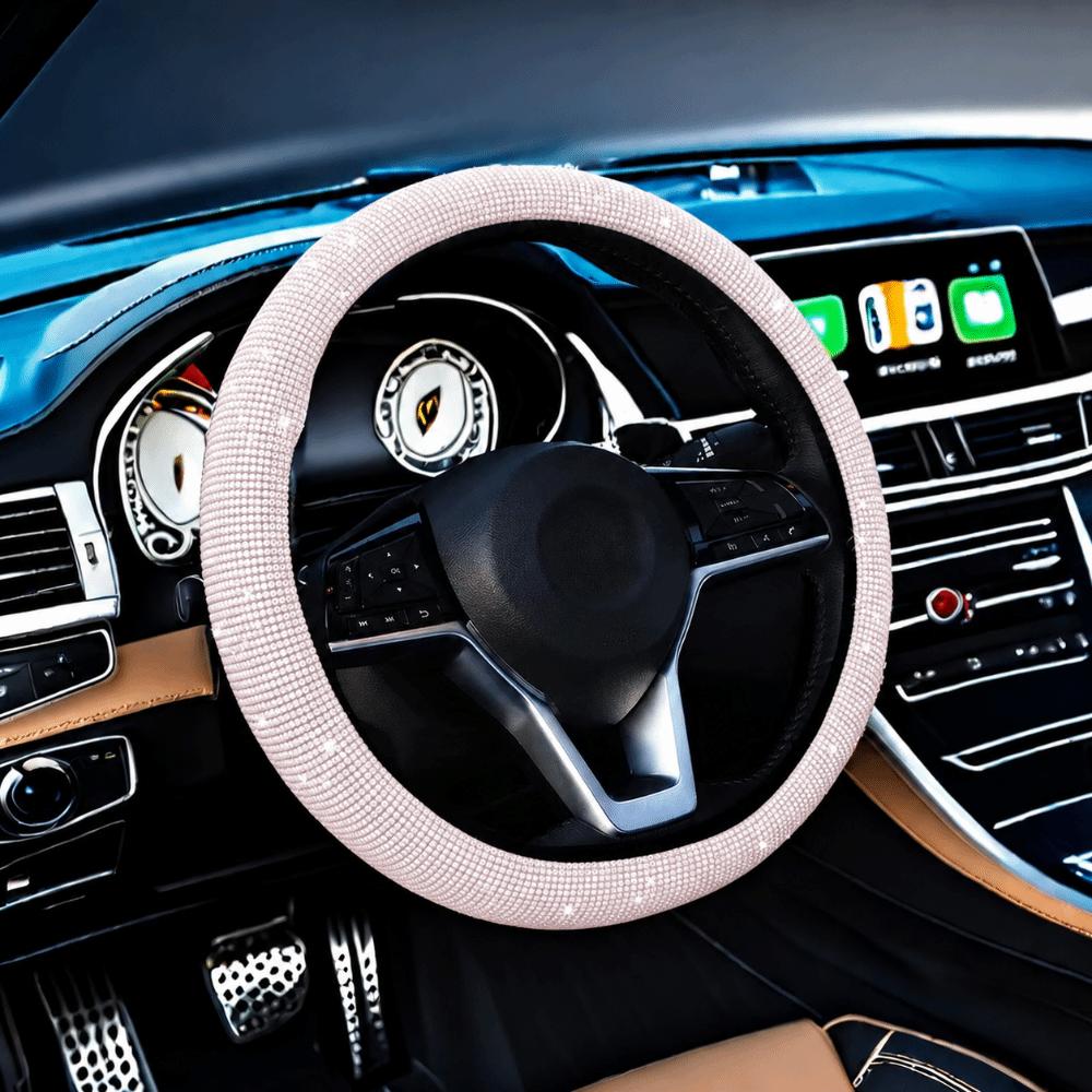Leather Crystal Diamond Steering Wheel Cover Wear Resisting Car Steering Wheel Cover