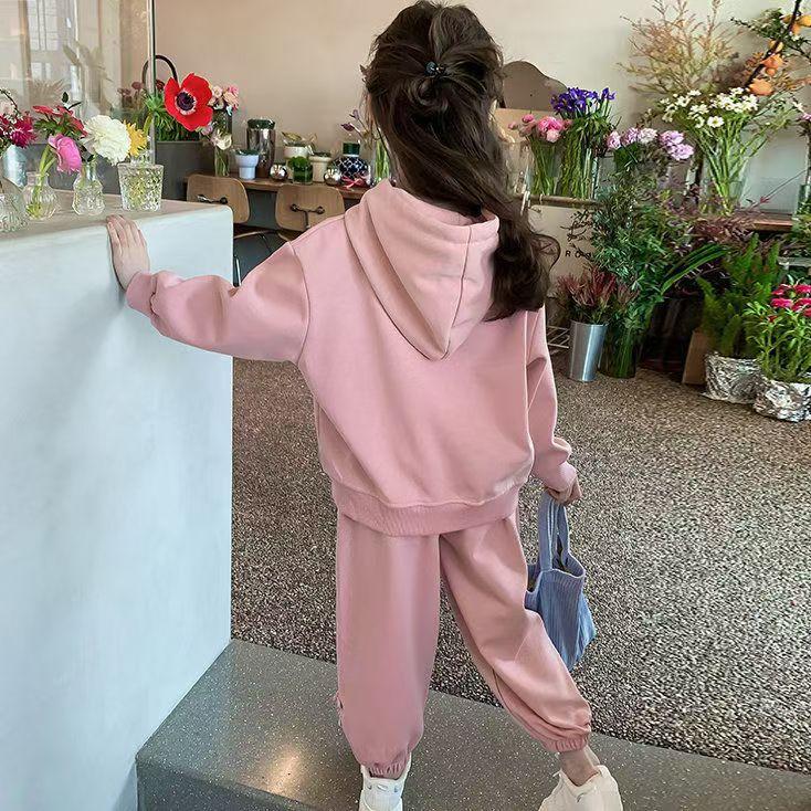 Girls Tracksuit Clothing Sets Spring Autumn Fashion Kids Sweatshirt Suits Long Sleeve Pullover+Pants 2Pcs Teen Hooded Outfits
