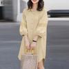Women Casual Turn Down Collar Loose 3/4 Sleeve Shirt Dress
