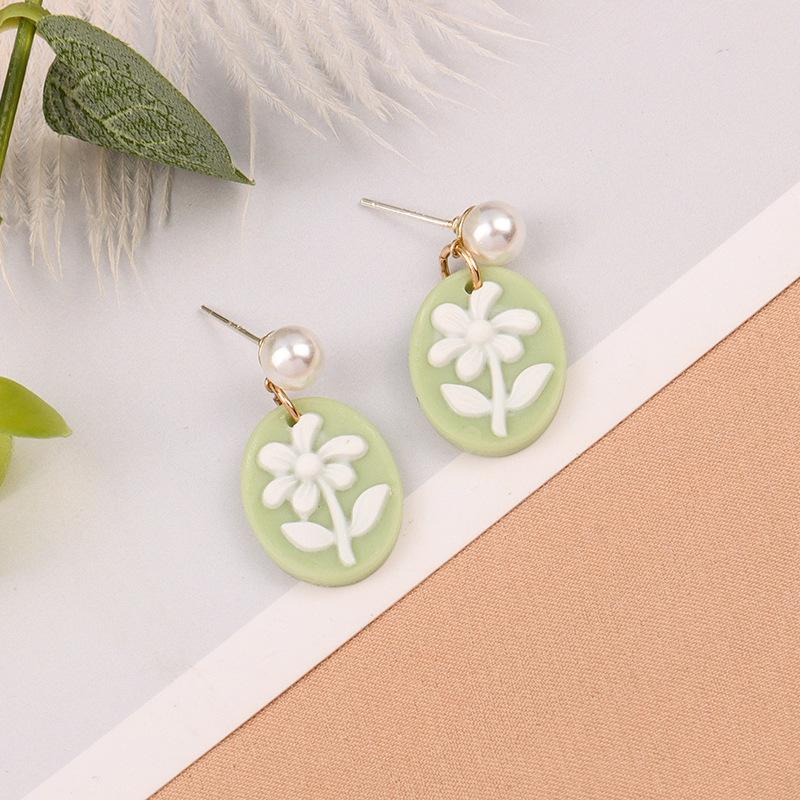 925 Silver Floral Needle Stud & Dangle Earrings - Korean Style Spring/Summer Fresh Flower Design for Girls