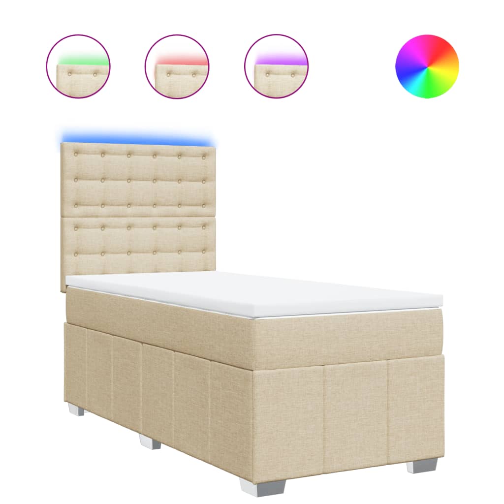 Box Spring Bed with Mattress Cream 80 x 200 cm Fabric