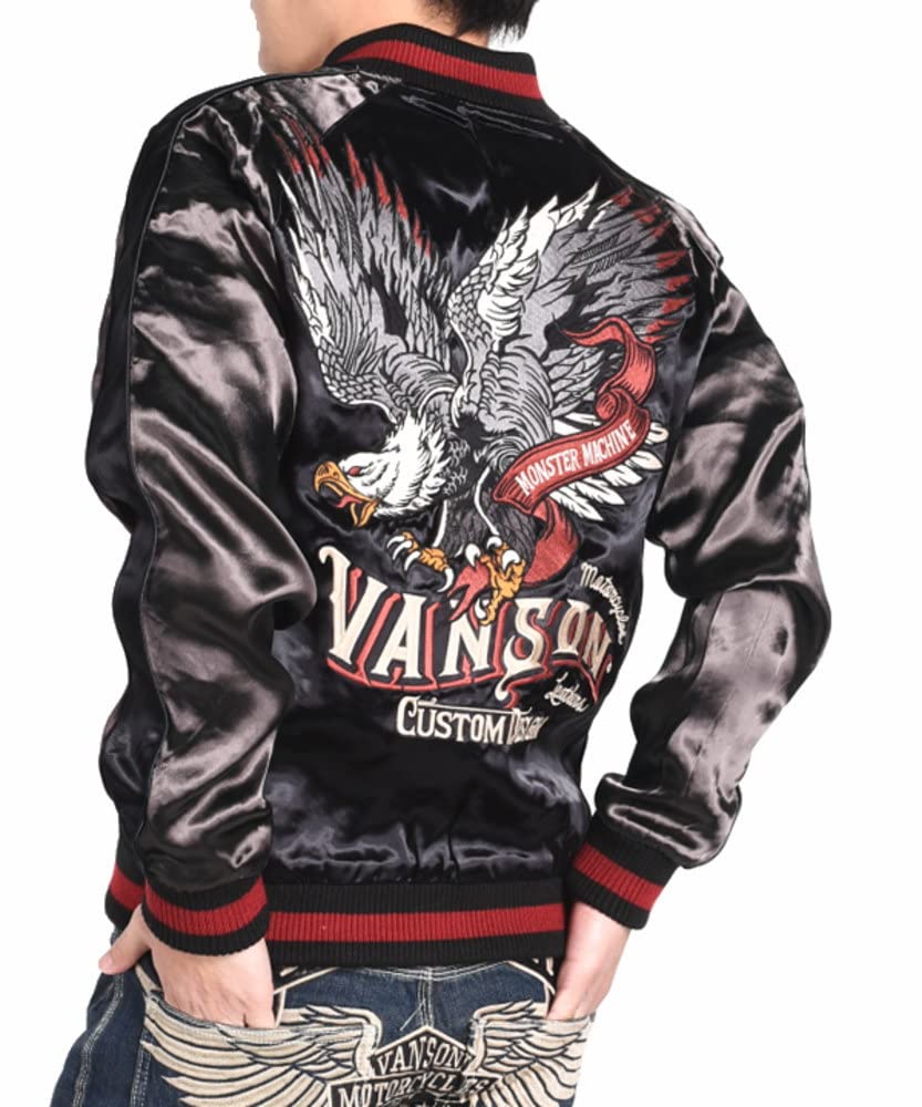 

Sukajan x Triple Star Fully Embroidered Satin Reversible Sukajan [Banson] “Eagle Emblem” NVJK-2202 (L, BLK×RED)