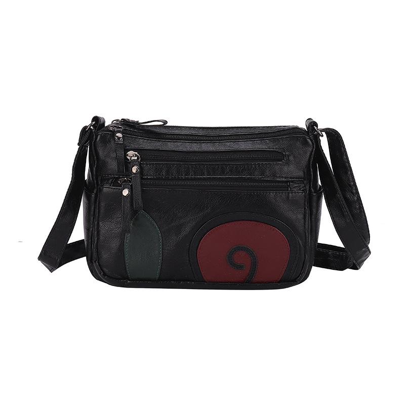 Ladies Retro Simple Medium Soft Leather Shoulder Mother Bag Washed Multi-compartment Large-capacity Mobile Phone Change Bag