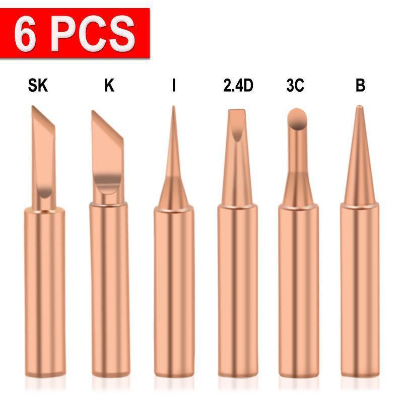

6pcs Tip For Soldering Iron Professional Electronic Soldering Pure Copper 900MM Luotie Head Suit Solder Tip 50W-99W