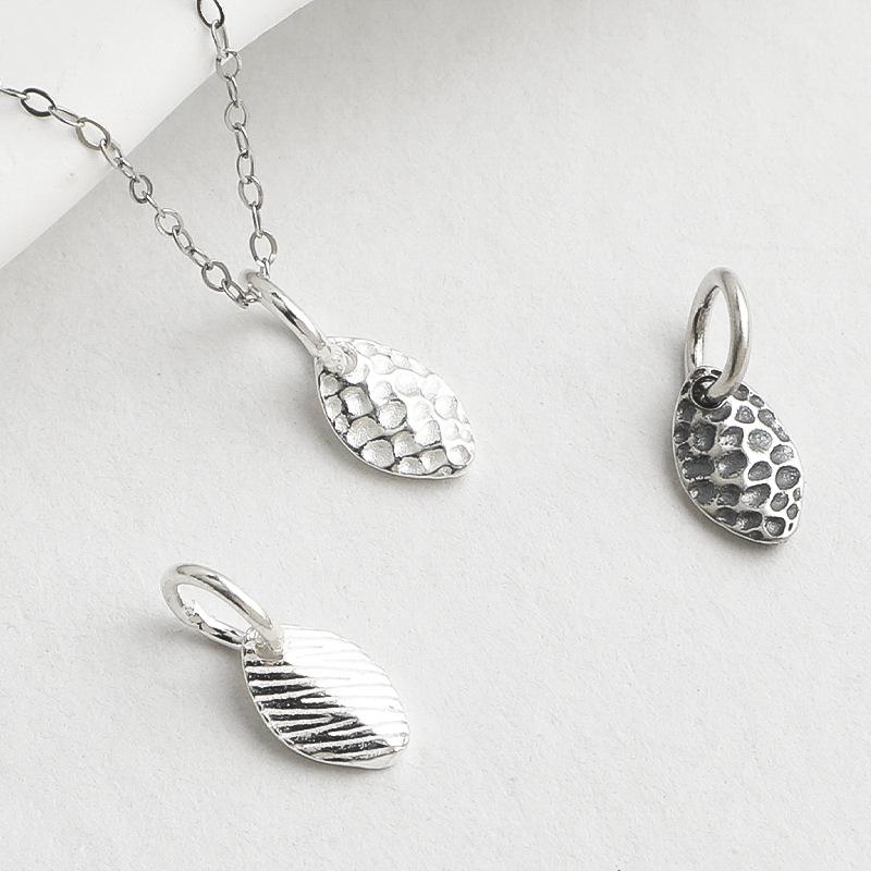 S925 Sterling Silver Leaf Pendant DIY Bracelet Necklace with Crystal Beads & Weaving Rope