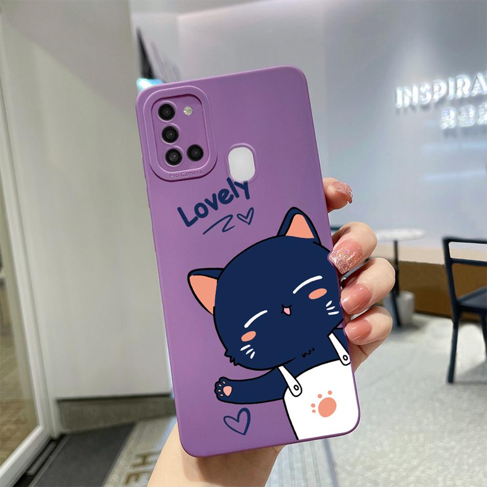 For Samsung Galaxy A21s Case Purple Lavender Flower Camera Protector Soft Phone Cover For Samsung A21s 6.5" SM-A217F A 21 s Case