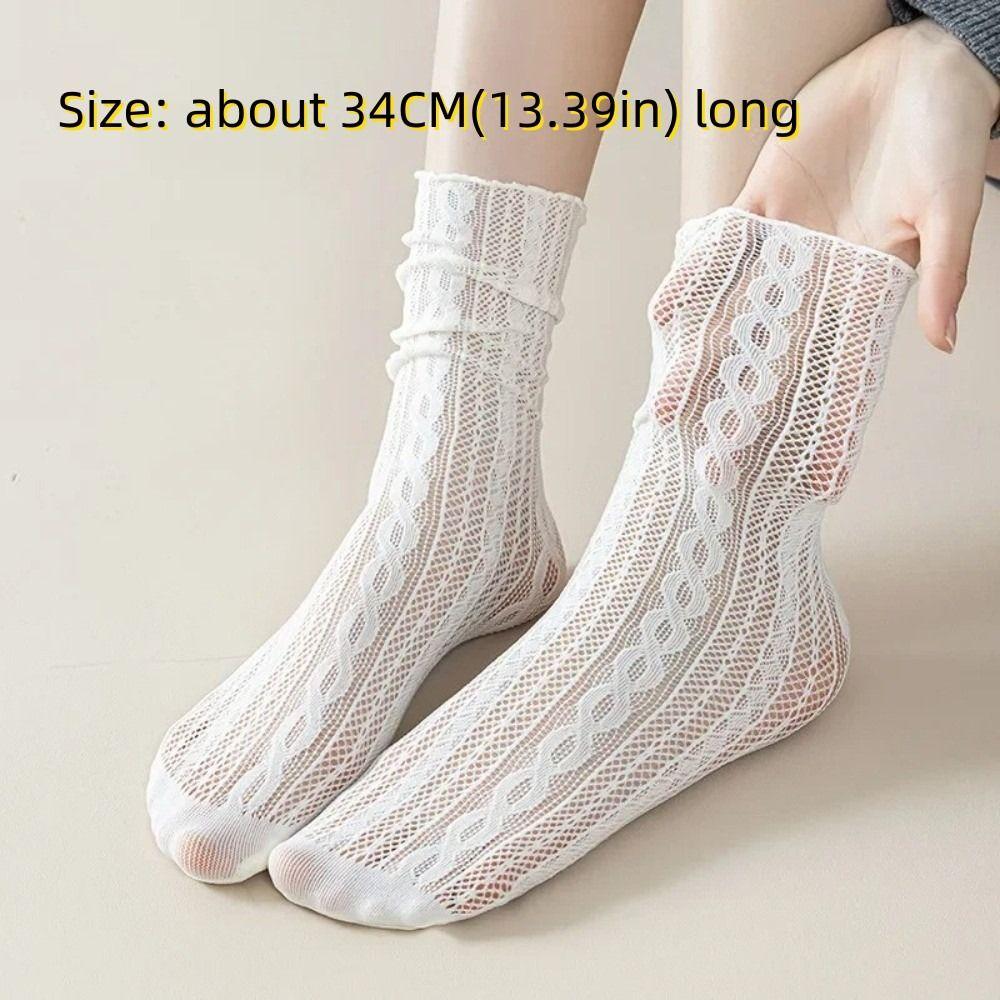 Mesh Women's Sock Solid Color Long Socks Vintage Hollow Out Socks