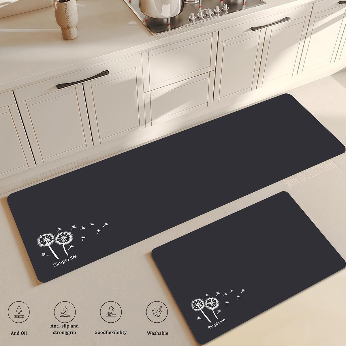 

Кухонный Впитывающий Однотонный Ковер с Цветком Коврик для Ванной Комнаты Коврик Современный Стиль Домашний Декор Обновление Нескользящий Входной Ковер 40cmx60cm 1pc