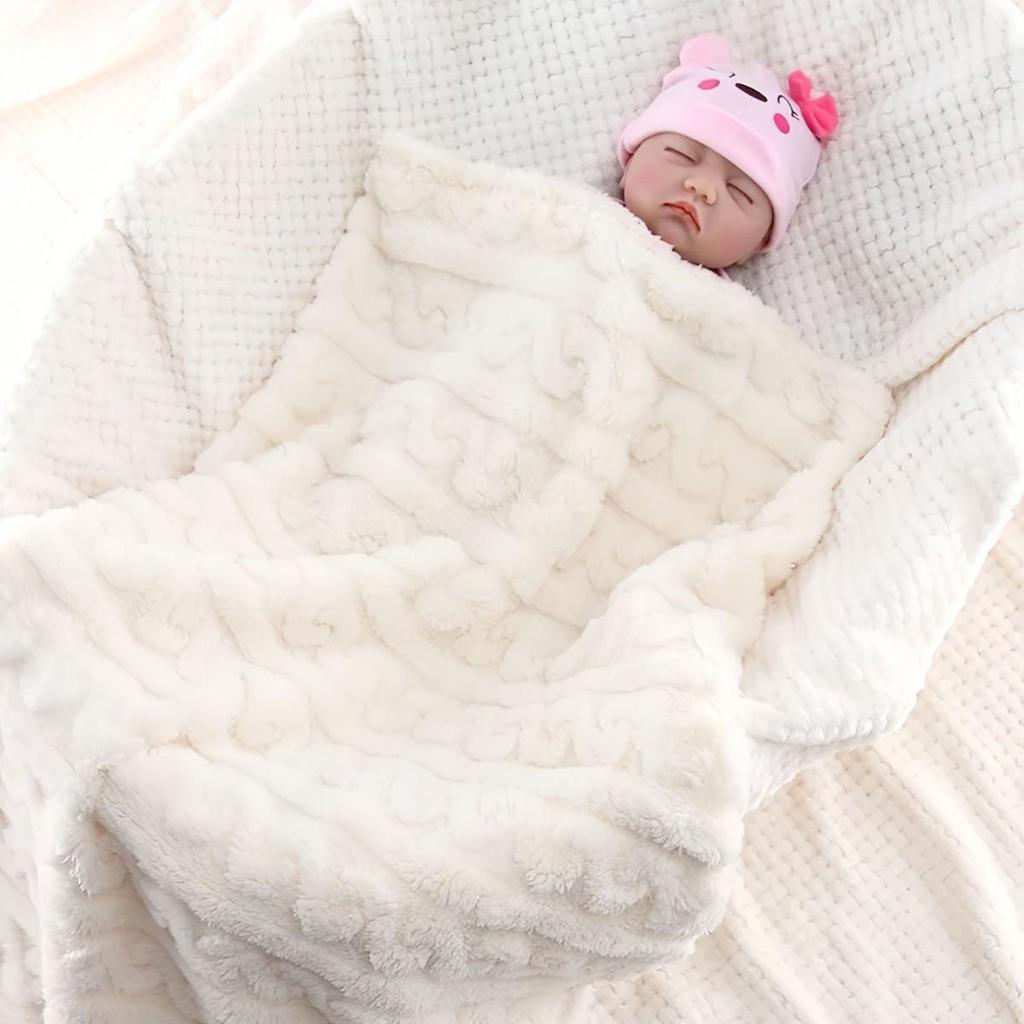 Double-Sided Fleece Newborn Swaddle Blanket - Thick, Absorbent, and Soft