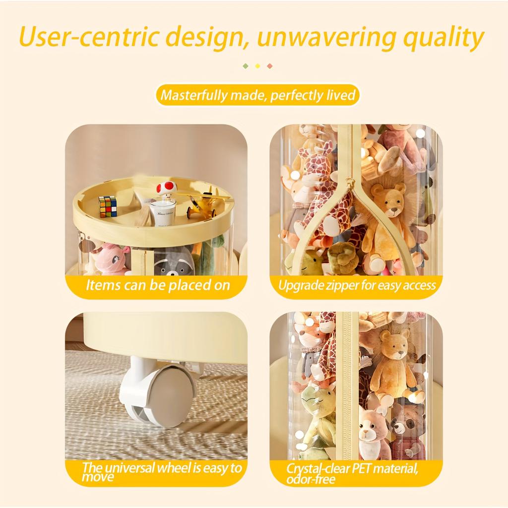 Transparent Storage Box Put Dolls Plush Toys Storage Cylinder with Lid Perfect for Christmas & Halloween Decor All-Round Display