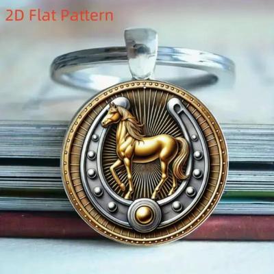 1 Stück Hufeisen und Pferd Anhänger mit Schlüsselring Metall Retro Pferd Glücksbringer Schlüsselanhänger für Männer Frauen Schmuck Geschenk
