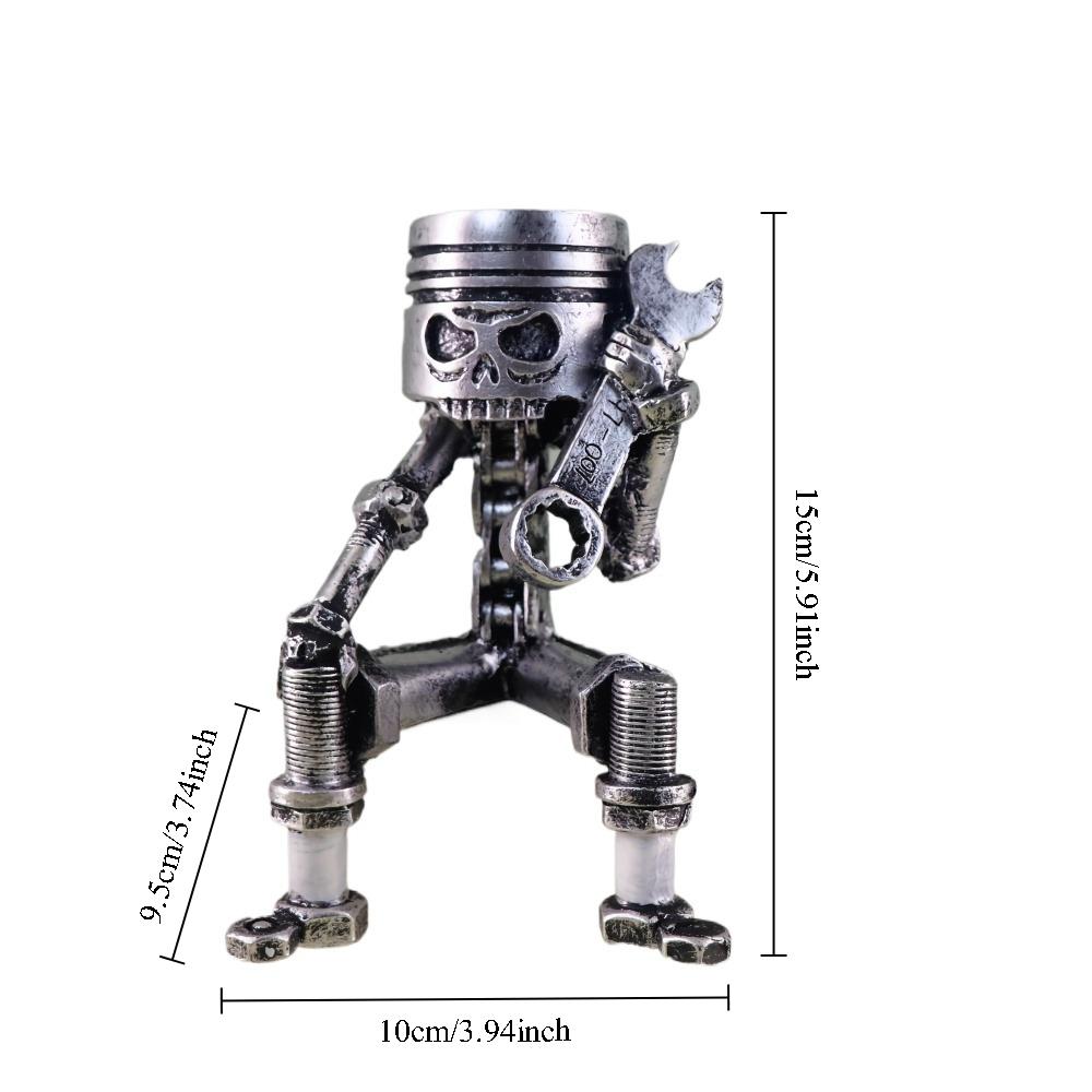 Mechanischer Punk Geschnitzter Kolben Totenkopf Gesicht Statue Kreative Europäischer Metallischer Stil Piraten Skulptur Harz Figur Desktop Deko