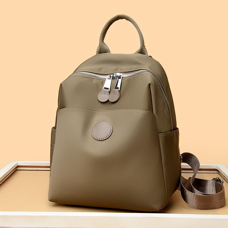 Spring Women's Fashionable Nylon Waterproof Travel and Commuting Small Backpack Simple Canvas Schoolbag