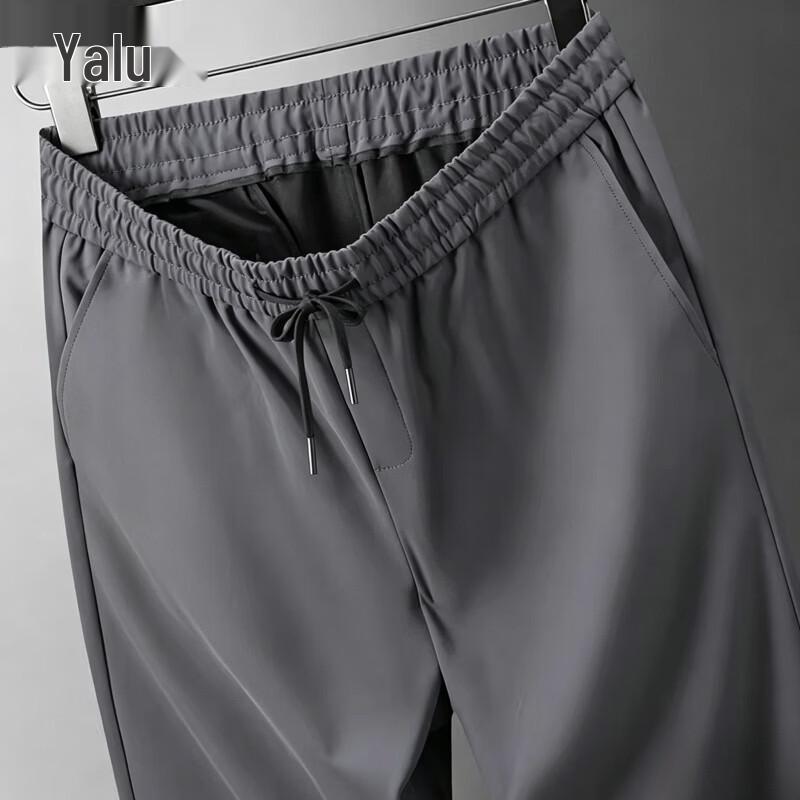Yalu Men s Milk Silk Ice Silk Straight Drawstring Pants 4XL