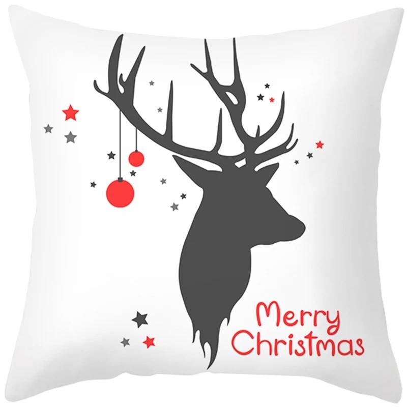 Cartoon Elk Forest Animal Christmas Tree Christmas Tree Decoration Pillow Set Bedroom Sofa Restaurant Office Pillow Sleeve