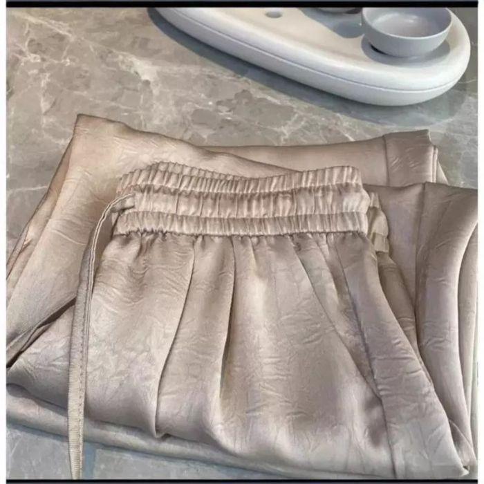 New Chinese Style Printed Acetic Acid Satin Wide-leg Pants Women's Ice Silk Summer Thin Drape Loose Wide-leg Casual Pants