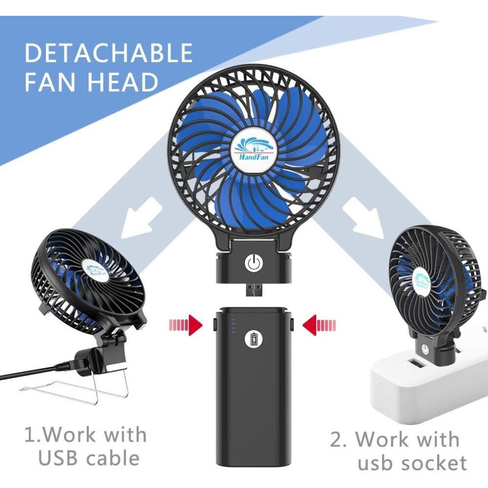 Multipurpose Design Portable Handheld Fan, Travel Outdoor Rechargeable Battery Operated, Long Cooling Time, Folding Desk Fan, USB Charging Capability