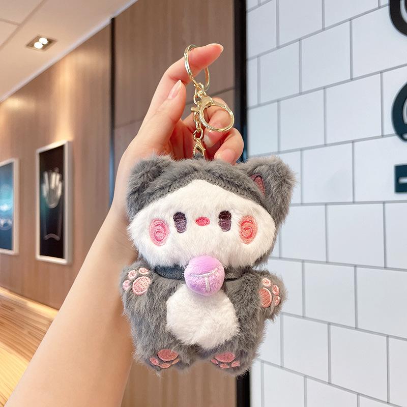 New Cute Cat Plush Doll Cartoon Keychain Plush Toy Little Cat Doll Bag Pendant Doll Keychain Cloth Doll Toy