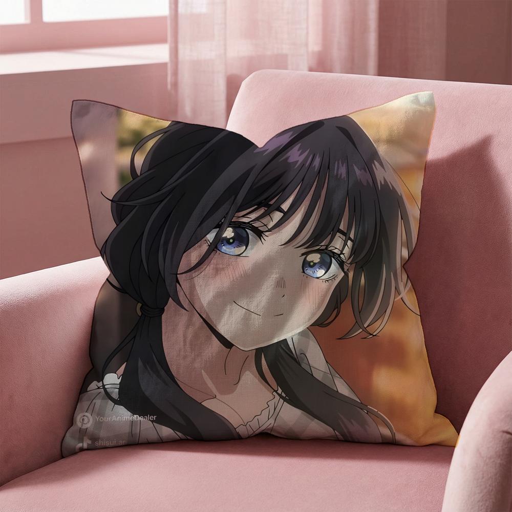 Cute K-Kaoruko W-Waguri Cushion Cover Multi-Scene Pillow Cover for Home & Car - Reversible, Soft & Durable for Daily Use