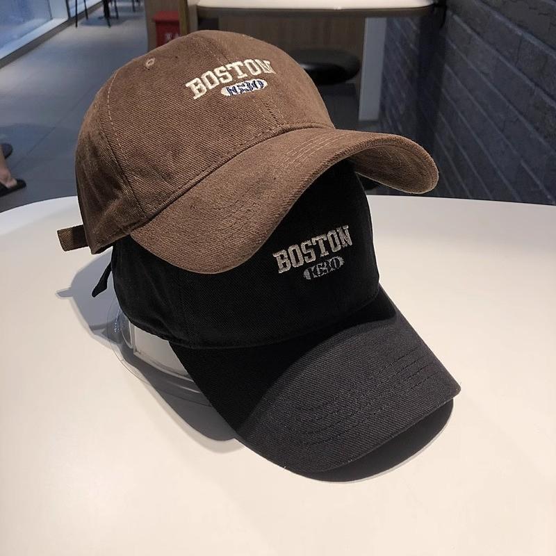 Boston Letter Embroidered Baseball Cap With Breathable Cotton For Casual Streetwear