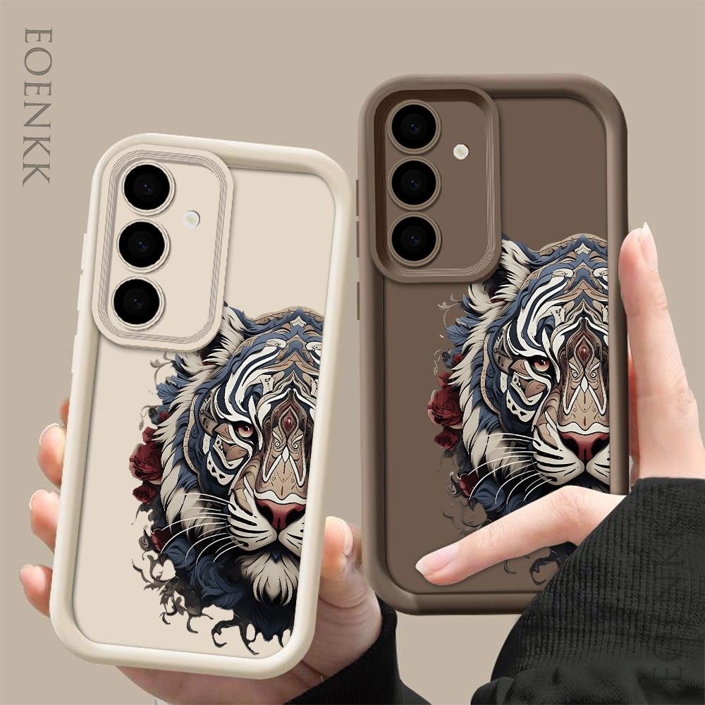 Tiger Head Phone Case For Samsung Galaxy S25 S22 S21 S24 S20 S23 FE Note 20 Plus Ultra A35 A15 A25 A55 Silicone Protect Cover