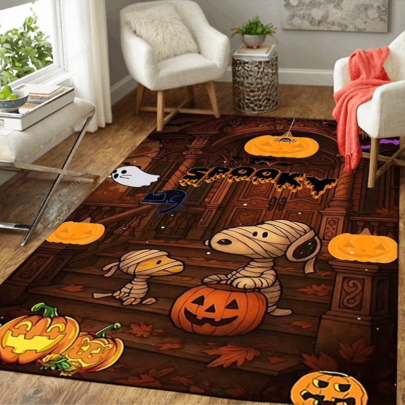 1Pc Snoopy'S Halloween Adventure Rug Office Carpet Indoor Outdoor Doormat Nonslip Soft And Comfortable Living Room Christmas Halloween Gift D91897