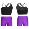 Kids Girls 2 Piece Dance Outfits Crop Top with Shorts Active Set Gymnastics Dancewear Swimwear