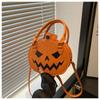 Halloween, Bags, Contrasting Colors, Women's Bags, Single Shoulder Bags, Small Round Bags, Funny Bags, Pumpkin Bags