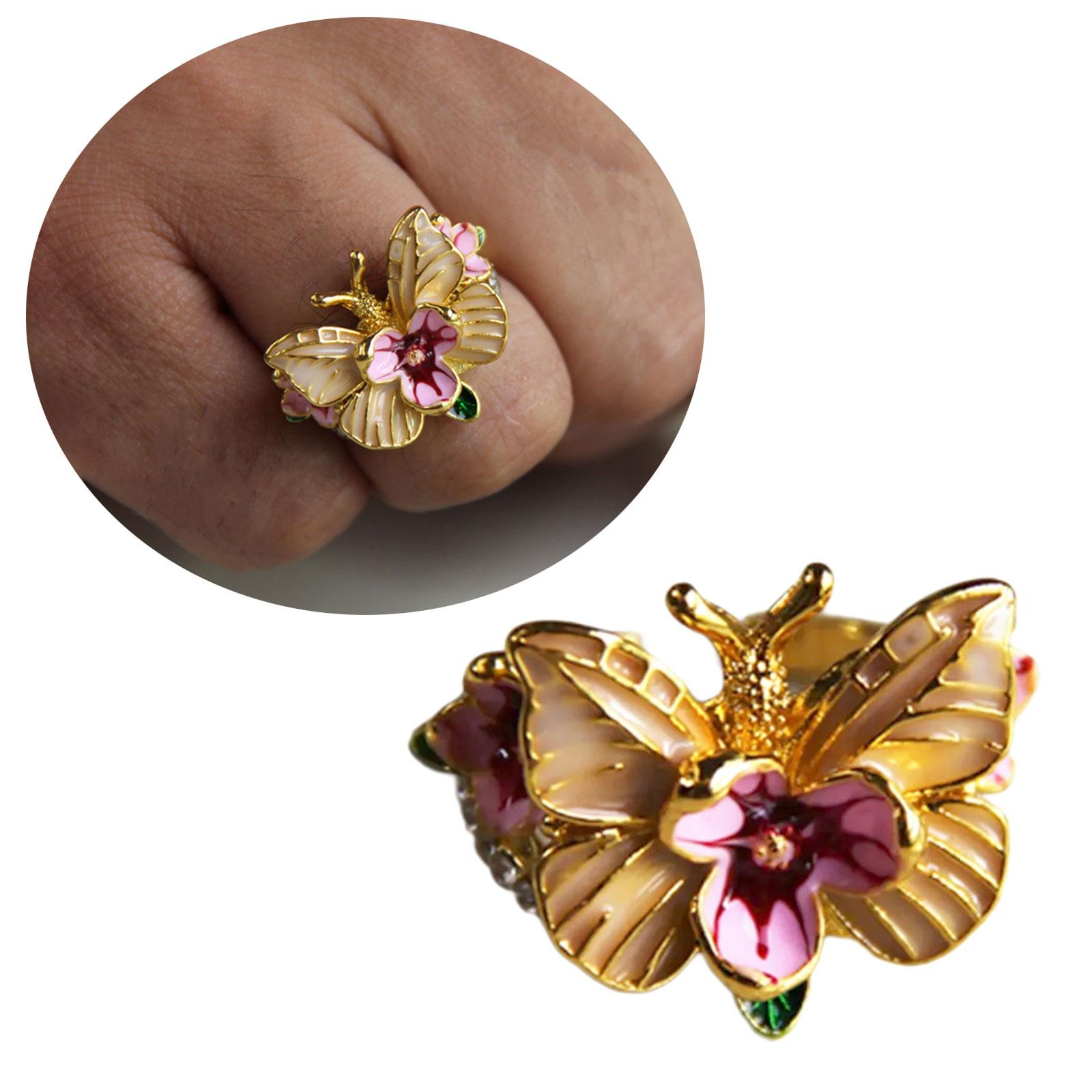 

Elegant Finger Rings Flower Rings Party Accessories Butterfly Weddings Rings Alloy Texture Suitable for Casual Outfits C срібний
