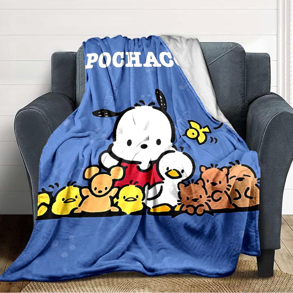 1pc Sanrio Pochacco1 Blanket, Gift, for Men and Women, Soft Blanket, Good for Sofa Bed Couch Travel, Lightweight Flannel Blanket