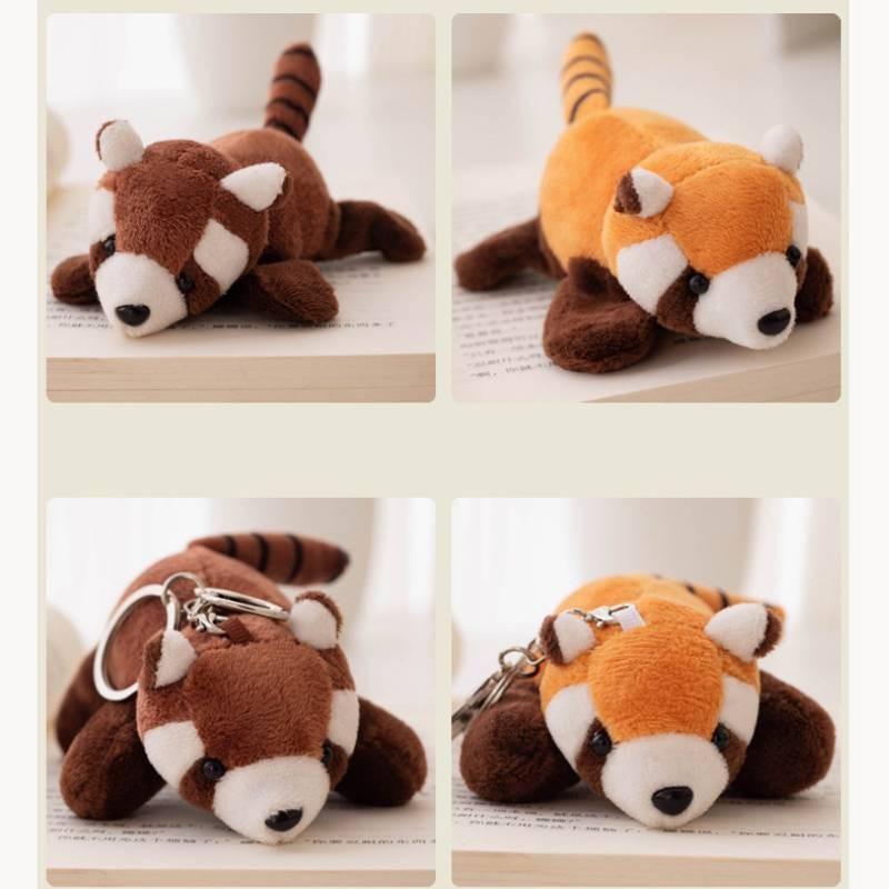 Adorable Panda Plush Wrist Rattle Toy Cute Raccoon Keychain Refrigerator Magnet