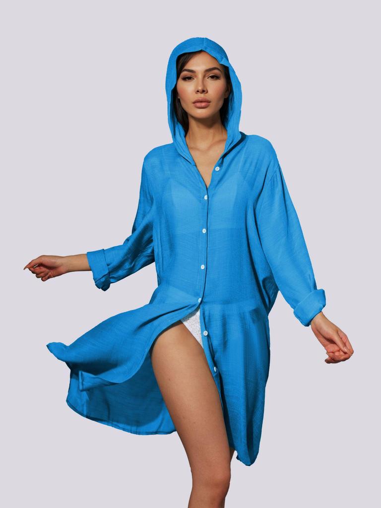 Damen Langarm Kapuzen Strand-Überwurf Strickjacke