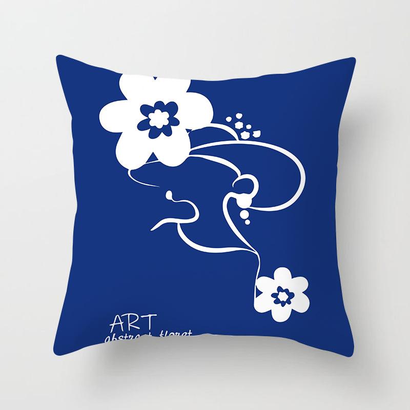 New Nordic Ins Pillow Cover Abstract Geometric Blue Ultra Short Velvet Cushion Cover