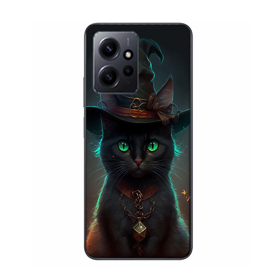 Halloween Magic Cat Phone Case For Redmi 12 13C 12C 15C 9 10 10C Note 13 Pro Plus 14 15 Pro 9T 9C 9A TPU Soft Cover Clear Cell C