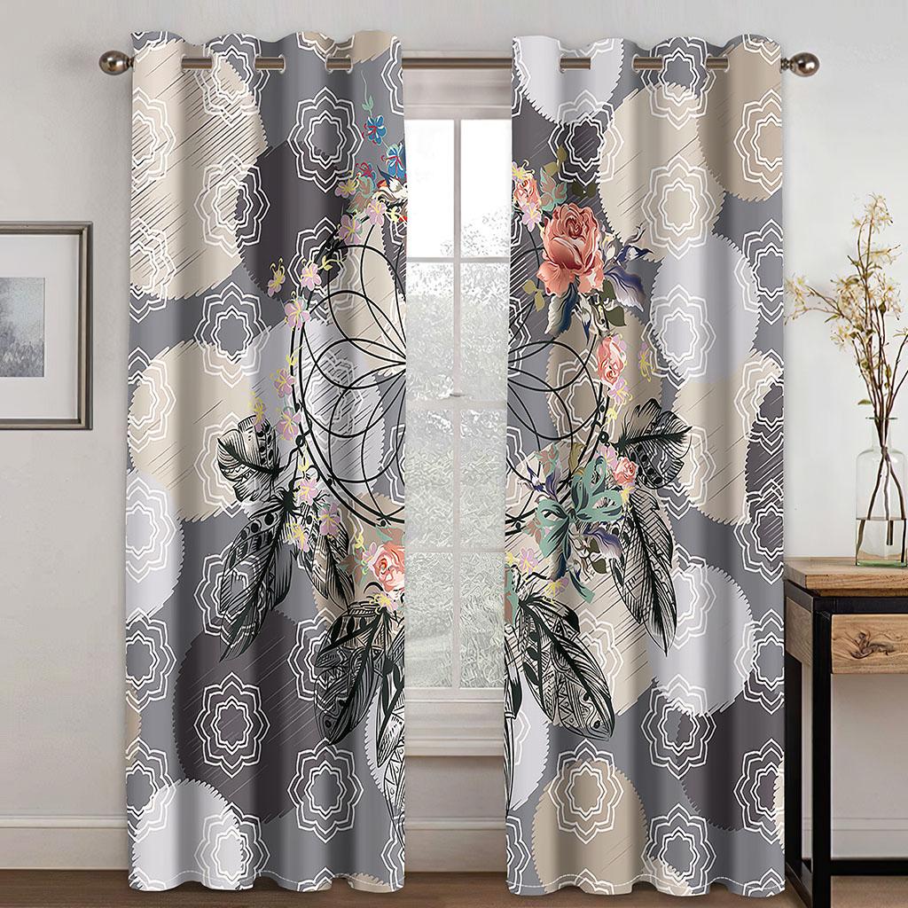 Dreamcatcher Printed Woven Curtains Two Independent Curtains On The Left and Right Blackout Curtains for Bedrooms