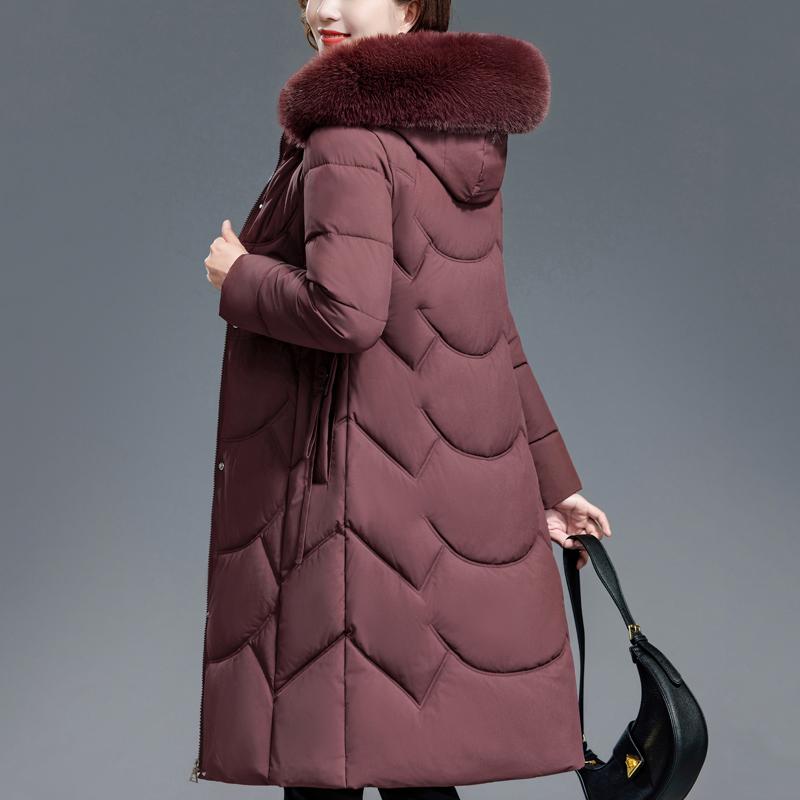 Middelaldrende Kvinners Kåper Vinter Lange Parkaser Hette Fuskepelskrage Tykke Varme Hverdagslige Kvinnejakker