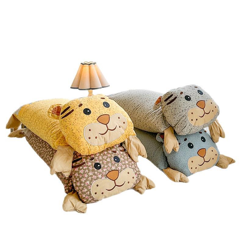 Printed Tiger Head Buckwheat Pillow: Neck Support for Adults & Children