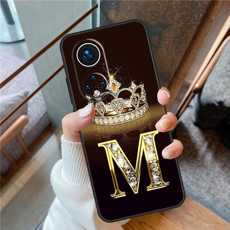 Letter Monogram Gold Marble Case For Honor Magic 5 Pro 50 70 90 Lite X6 X7 X8 X9 8X 9X Honor X7a X6a X8a X9a X9b Cover