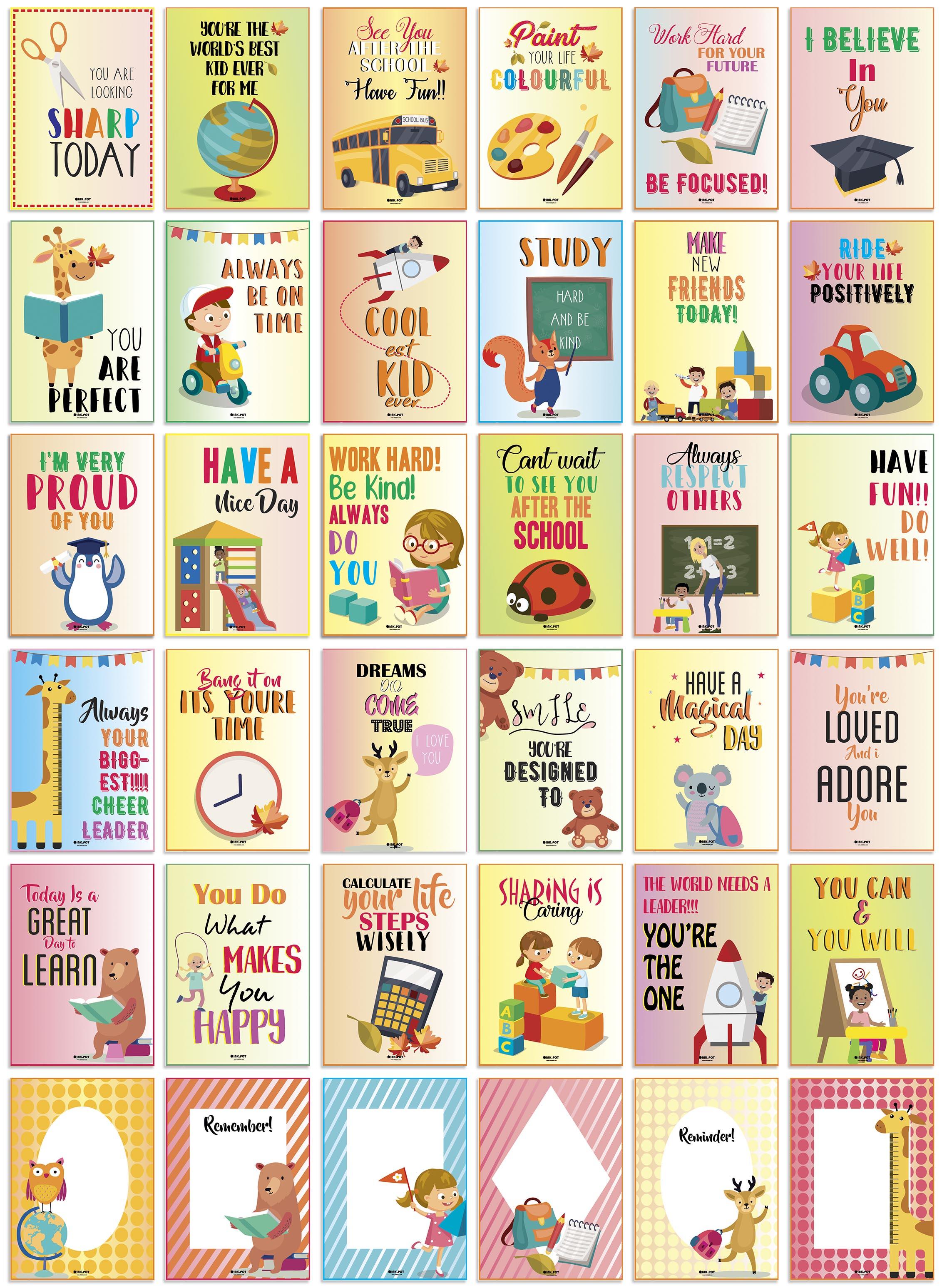 

Inkdotpot 36 карток Ланч-бокс Нотатки для дітей, щоденні надихаючі рядки Веселі думки для дітей, студентів 3.5x2.5 Inches різнокольоровий