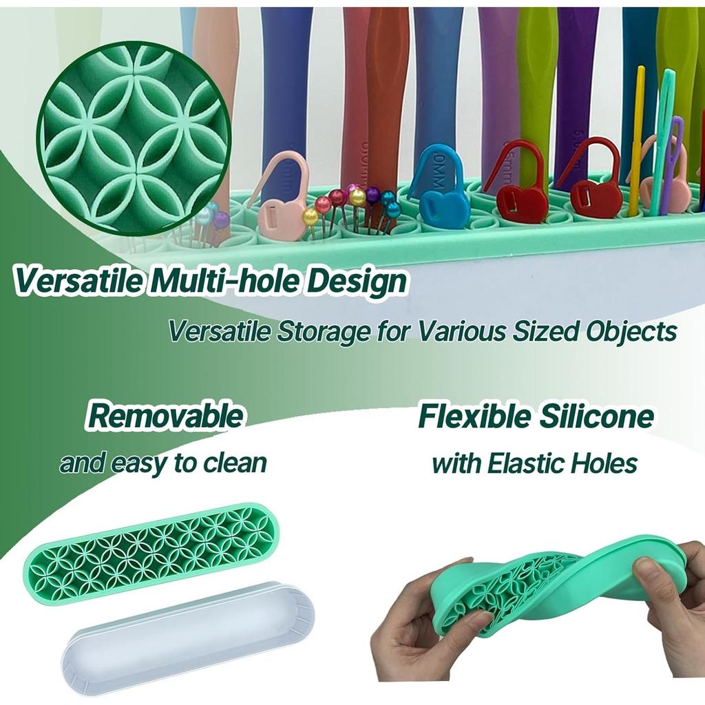 Silicone Crochet Hooks Holder Crochet Hooks Organizer Makeup Brushes Organizer Silicone Pen Holder Crochet Stuff Storage