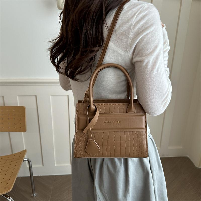 Women Crocodile Embossed Crossbody Shoulder Handbag Urban Simple Medium Tote Bag