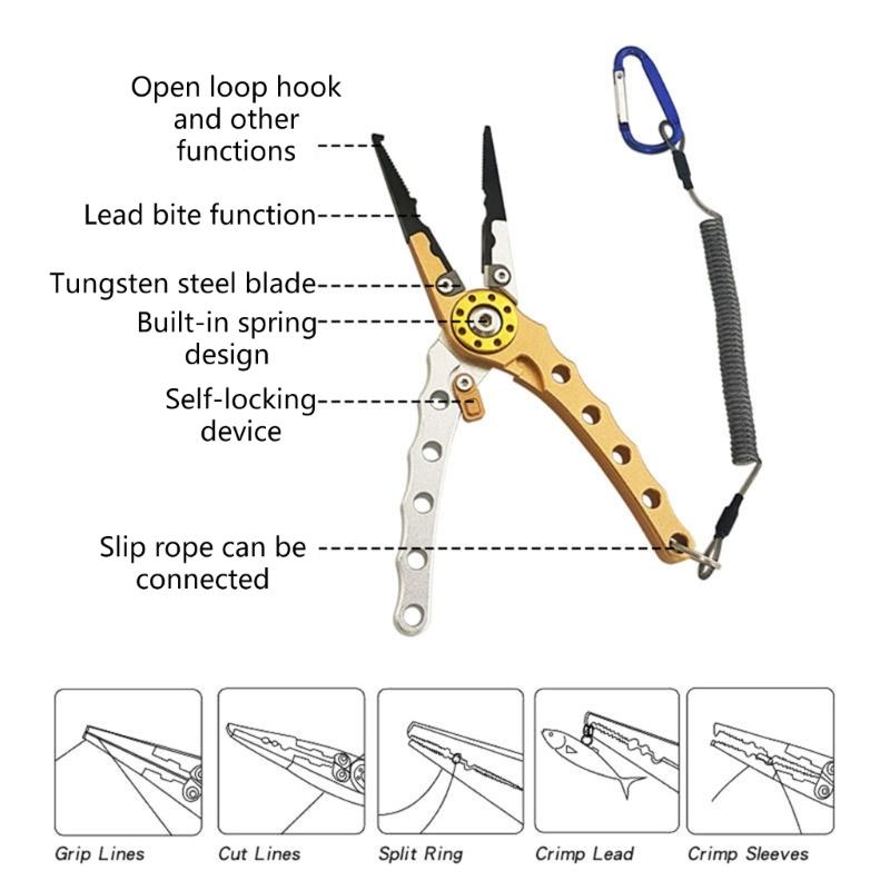 Fishing Grippers Fishing Hook Remover Aluminum Alloy Fish Plier Grip Clamps Grabber Fish Controllers Fishing Plier Tools