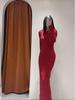 Elegant Red Knit New Year's Dress for Women - 2025 Winter Collection