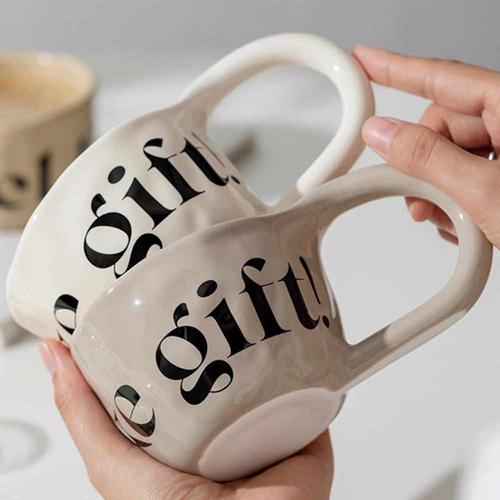 350ml Large Capacity Ceramic Mug Hand Pinched Big Ears Home High Value Water Cup Milk Coffee Cup Couple Pair Gift Cup
