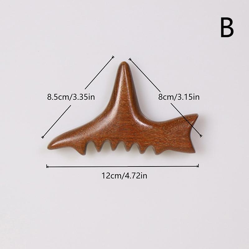 Triangle Body Massager Sandalwood Wooden Shark Shape Tool for Home Spa Therapy Back Neck Shoulder Muscle Massage