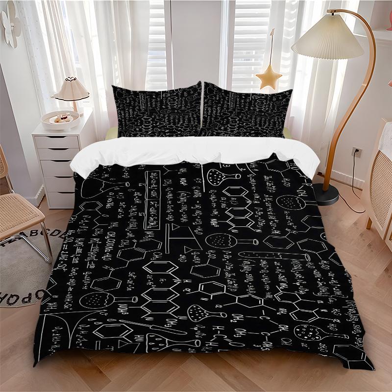 3pcs Chemical Formulas and Symbols Quilt Cover Set, Soft and Cozy Bedroom