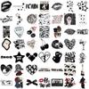 50 Y2K Black & White Retro Journal Stickers - Waterproof Cute DIY Decoration for Suitcase & Guitar