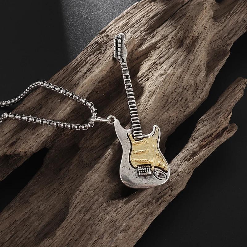 Punk Rock Musik Gitarre Halskette Männer Frauen Gothic Anhänger Halskette Mode Personalisiertes Geschenk Hip Hop Biker Schmuck für Freund